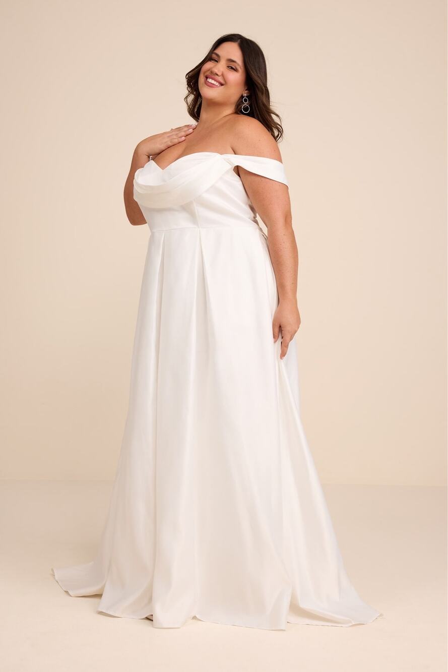 NWT Lulus Extraordinary Vow White Off-the-Shoulder Maxi Dress with Pockets 3X